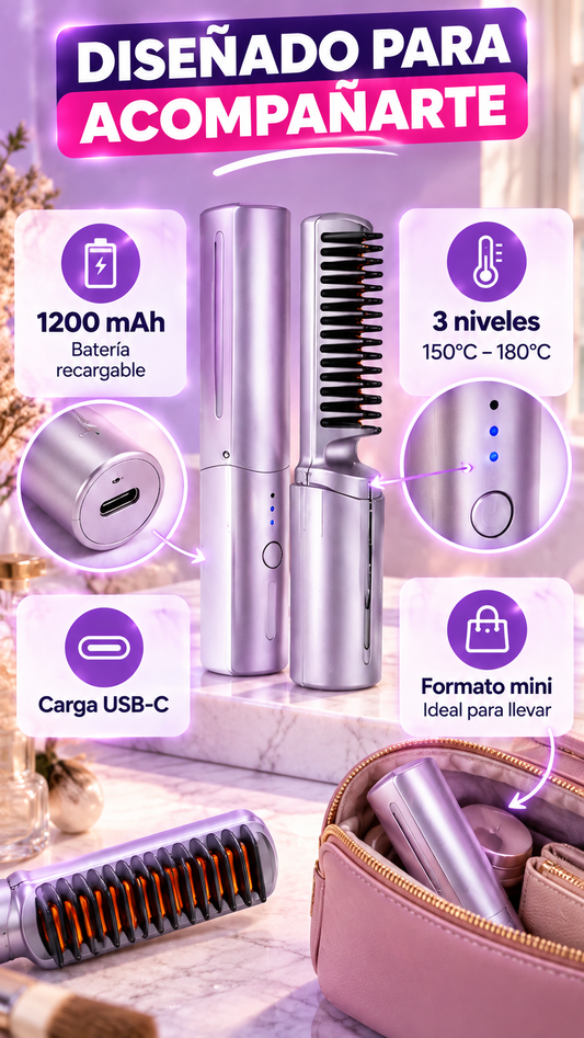 Mini Peine Cepillo Alisador Portátil