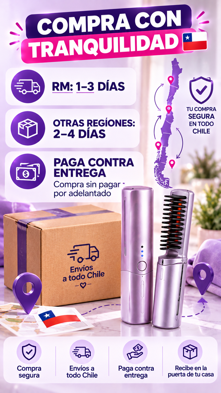 Mini Peine Cepillo Alisador Portátil