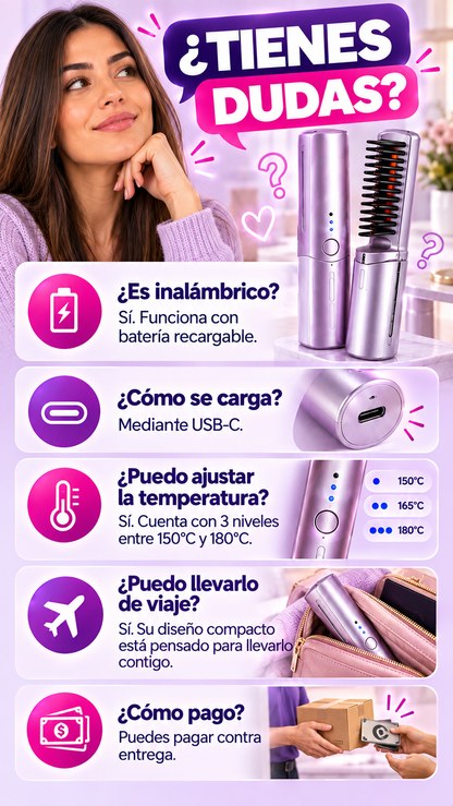 Mini Peine Cepillo Alisador Portátil